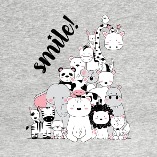 Smile! Cute Animal Doodle T-Shirt